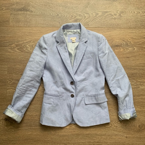 J CREW blue linen blazer